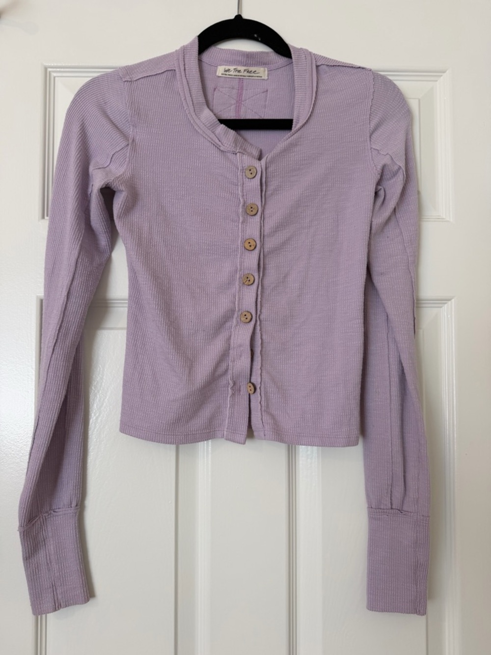 We The Free Pale Lilac Ribbed Knit Top
